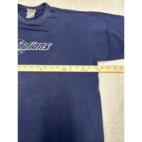 Vtg Cleveland Indians Navy Blue Embroidered T-Shirt Hank Aaron Originals Size L - Picture 7 of 9